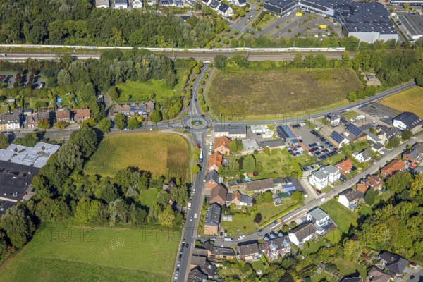 Aerial view, residential area with roundabout Vogelstraße, Frielicker Weg and Ahlener Straße,