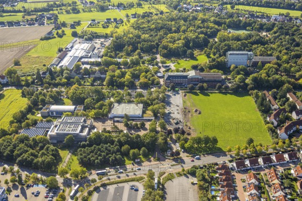 Aerial view, Freiherr-vom-Stein-Gymnasium and construction site, Maximilianpark, Uentrop, Hamm,