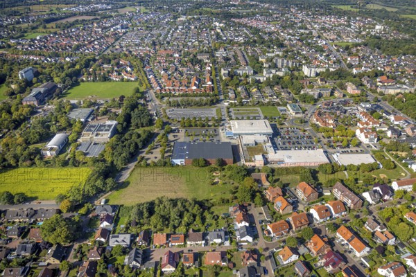 Aerial view, Westpress arena, beta Finanz Eissportarena Hamm, Lidl supermarket, Uentrop, Hamm, Ruhr