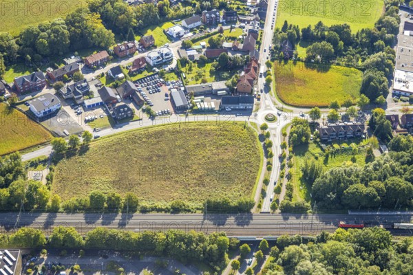 Aerial view, residential area with roundabout Vogelstraße, Frielicker Weg and Ahlener Straße,