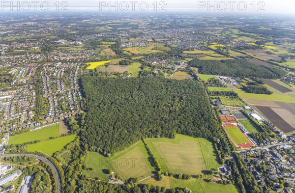 Aerial view, complete view of the sports fields of HSC in Westtünnen, HSC small pitch Fuchshöhle,
