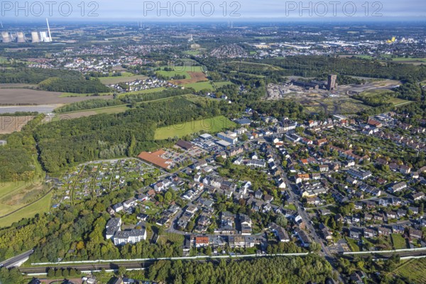 Aerial view, residential area local view district Wiescherhöfen, CreativRevier Hamm, former mine