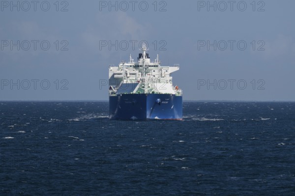 LNG tanker Nuaijah in calm weather, Baltic Sea, near Rostock, Mecklenburg-Western Pomerania,