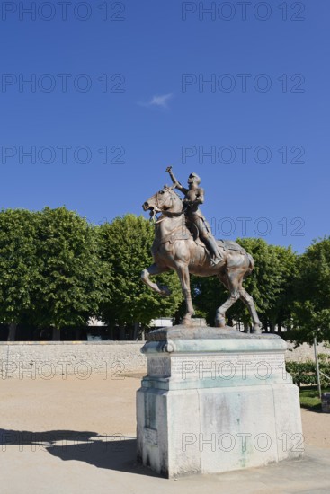 Equestrian statue of Joan of Arc in the park Les Jardins de l'Évêché, Blois, Loir-et-Cher