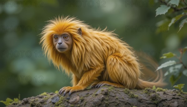 A stunning portrait of a Golden-headed Lion Tamarin (Leontopithecus chrysomelas), a small primate