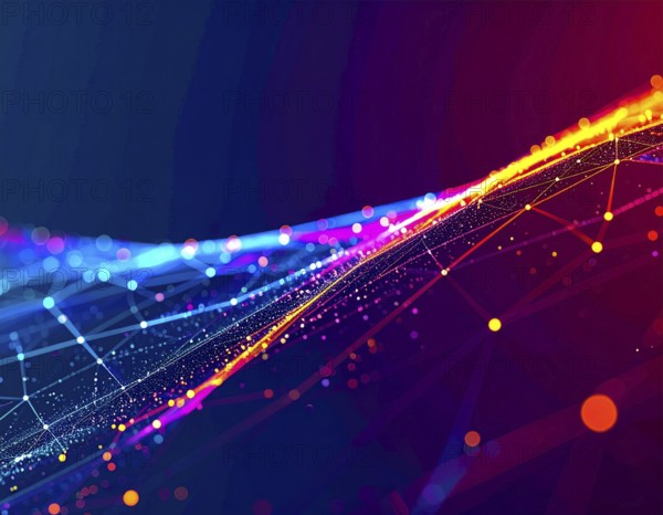Neural network glowing brain wall art poster, abstract digital connections symbolizing