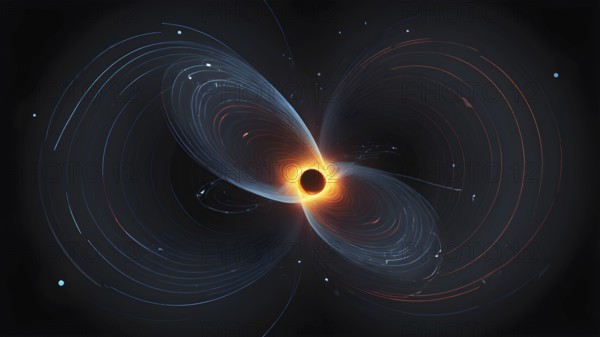 Science element concept Quantum Mechanics, formula, curvature of spacetime in a gravitational