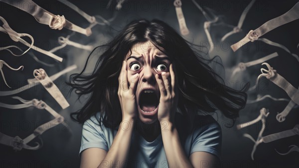 Panic disorder, Psychology, solitude, fear or mental health problems concept. Depressed Person