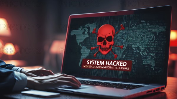 Internet cyber crime concept. Hacker working on a code on dark digital background. AI generated