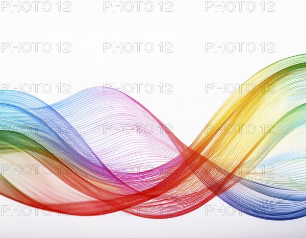A dynamic graphic with colorful lines that swirl. Design element for technology, science, music or