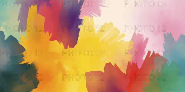 Abstract gradient hand painted multi color brush strokes.on a black background AI generated image,