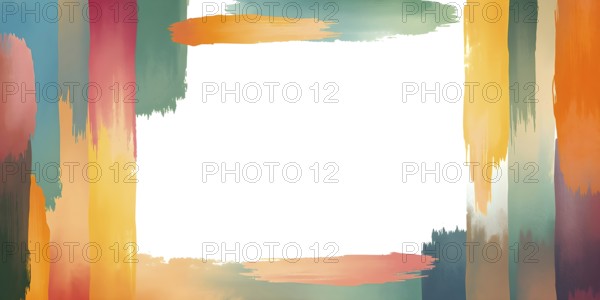Abstract gradient hand painted multi color brush strokes.on a black background AI generated image,