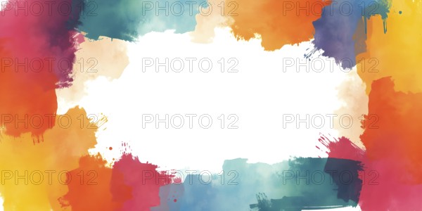 Abstract gradient hand painted multi color brush strokes.on a black background AI generated image,