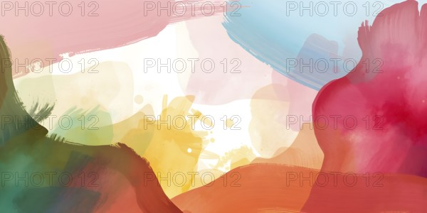 Abstract gradient hand painted multi color brush strokes.on a black background AI generated image,