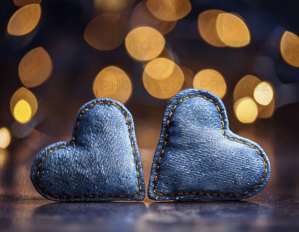 A beautiful heart-shaped denim pillow, symbolizing love and creativity, designed from repurposed