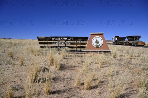 Sign at the entrance to Tsau//Khaeb National Park, diamond restricted area, near Aus, Karas Region,