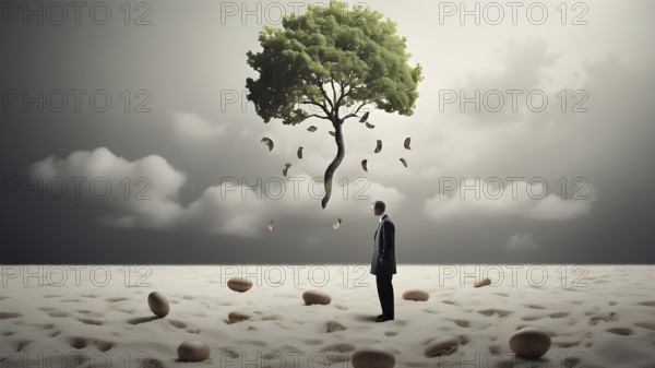 Deforestation concept. Trees cut down in forest. Environmental damage, global warming and climate