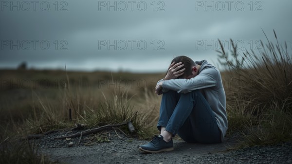 Depression health people concept. Negative emotion image. Sadness and anxiety concept with