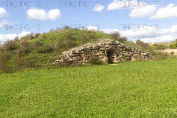 Modern-day neolithic style long Barrow burial chamber for storing cremation urns, All Cannings,