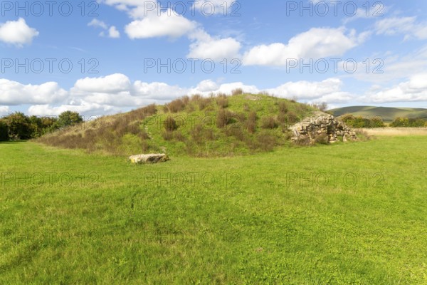 Modern-day neolithic style long Barrow burial chamber for storing cremation urns, All Cannings,