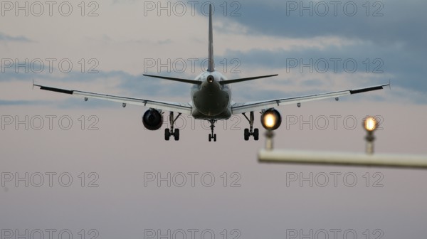 Landing of an aircraft at BER Berlin Brandenburg Willy Brandt Airport, Schönefeld, 29/09/2025,