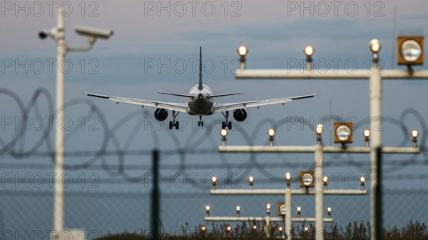 Landing of an aircraft at BER Berlin Brandenburg Willy Brandt Airport, Schönefeld, 29/09/2025,
