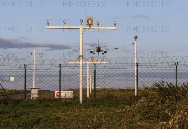 Landing of an aircraft at BER Berlin Brandenburg Willy Brandt Airport, Schönefeld, 29/09/2025,