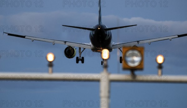 Landing of an aircraft at BER Berlin Brandenburg Willy Brandt Airport, Schönefeld, 29/09/2025,