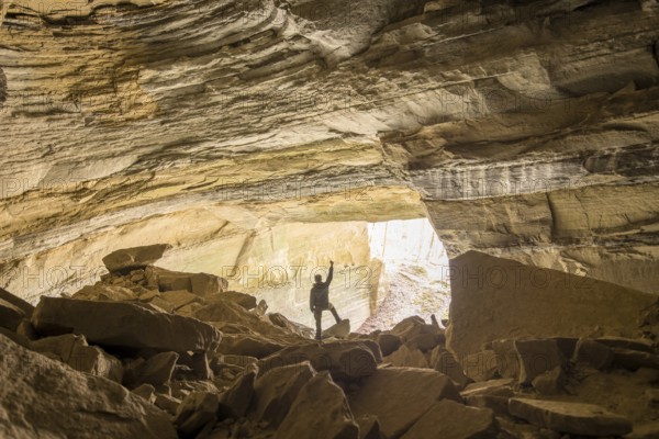Explorer, adventure, cave, quarry, explore, hero, joy, victory, achieved, achieve goals, goal