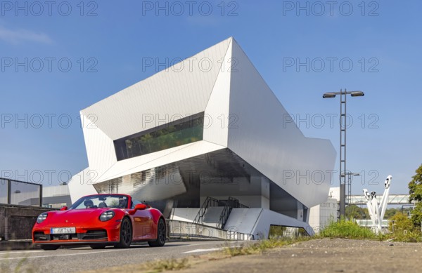 Porsche Museum Stuttgart, rear view. Sports car from Porsche. Zuffenhausen, Stuttgart,