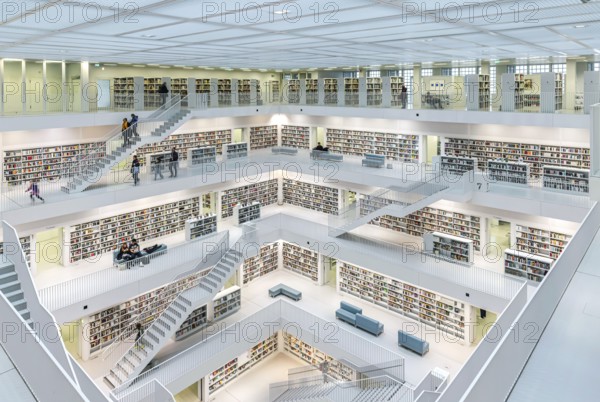 Stuttgart City Library at Mailänder Platz, interior view. Europaviertel Stuttgart. Stuttgart,