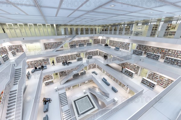 Stuttgart City Library at Mailänder Platz, interior view. Europaviertel Stuttgart. Stuttgart,