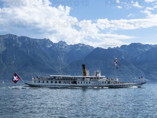 Ships, Rhone, Switzerland, steamer, passenger ship, liner, Lake Geneva, Alps, panorama, tourism,