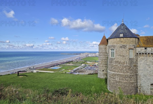 Chateau de Dieppe, a historic fortress perched on a cliff overlooking the turquoise waters of the