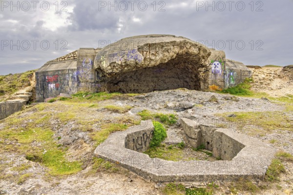 Old bunker from world war II which was part of the German Atlantic Wall on the french coast, Crozon