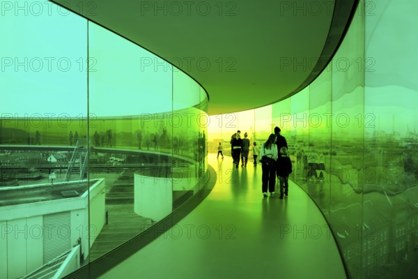 The ARoS Aarhus Art Museum with its distinctive Rainbow Panorama permanent art installation, in