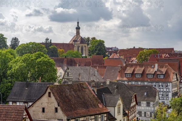 High angle scenery in Bad Wimpfen, a historic spa town in the district of Heilbronn in the