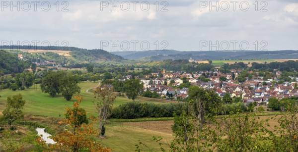 High angle scenery showing Offenau, seen from Bad Wimpfen, a historic spa town in the district of