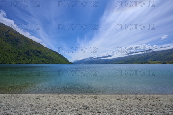 Expansive lake landscape under dramatic skies, Kingston, Queenstown-Lakes District, Otago, South