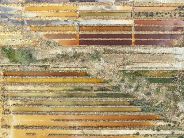 Abandoned saline ponds in the mineral-rich area of the Rio Tinto mines, hence the different colours