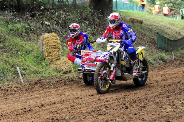 Motocross, Rudersberg, Baden-Württemberg, Germany, Europe, sidecar motorcyclist in a bend near