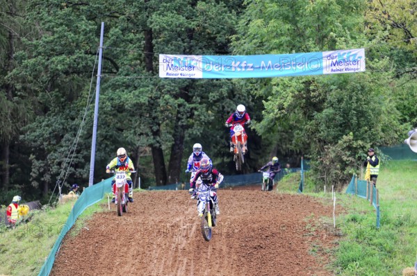 Motocross, Rudersberg, Baden-Württemberg, Germany, Europe, Several riders on motorbikes at a