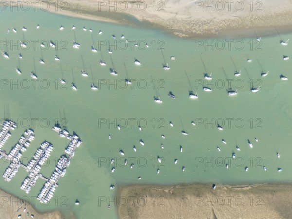 Sports and fishing boats at the marina of the fishing village of Sancti Petri. In the marshland of