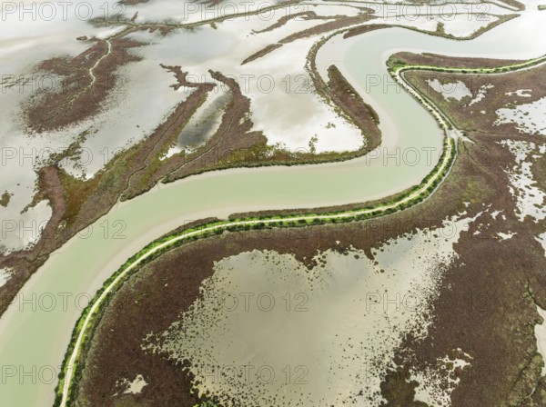 The Barbate river and surrounding marshland at low tide. Nature Reserve La Breña y Marismas del