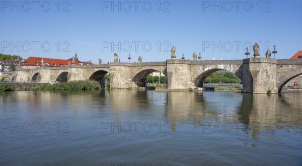 Scenery around the Old Main Bridge in Wuerzburg, a city in the region of Franconia in Bavaria,