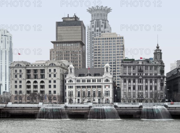 City view of the Bund, an area of the Huangpu District in Shanghai, a city in China