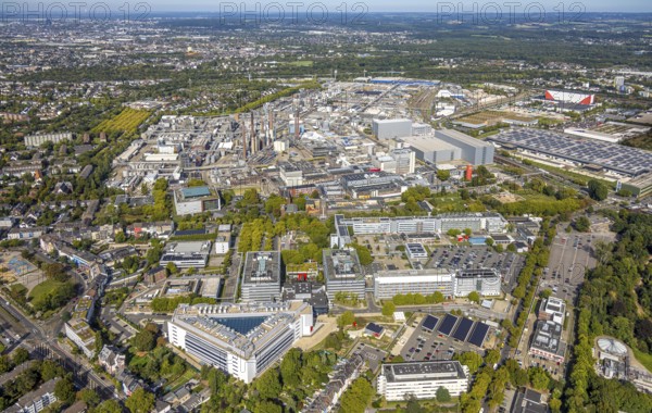 Aerial view, Henkel chemical plant area, BASF industrial area, Holthausen, Düsseldorf, Ruhr area,