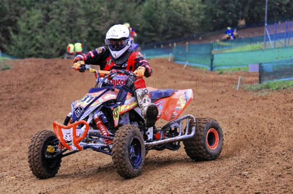 Motocross, Rudersberg, Baden-Württemberg, Germany, Europe, Rider in full protective clothing on a