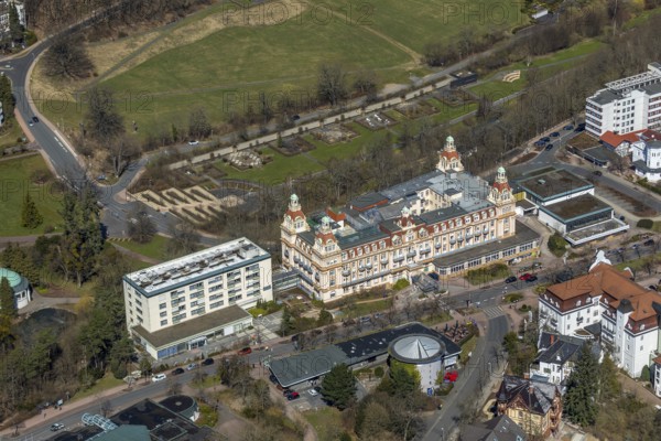 Aerial view, Asklepios Fachklinik Fürstenhof in Bad Wildungen in Hesse. Bad Wildungen, spa centre