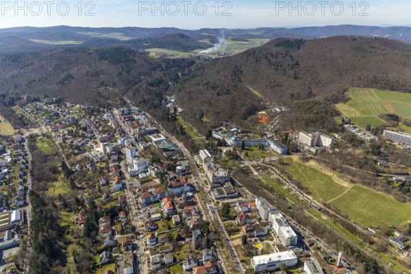 Aerial view, Asklepios Fachklinik Fürstenhof in Bad Wildungen in Hesse. Bad Wildungen, spa centre
